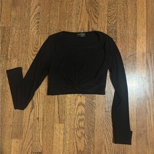 White Fox Black Twist Front Crop Top